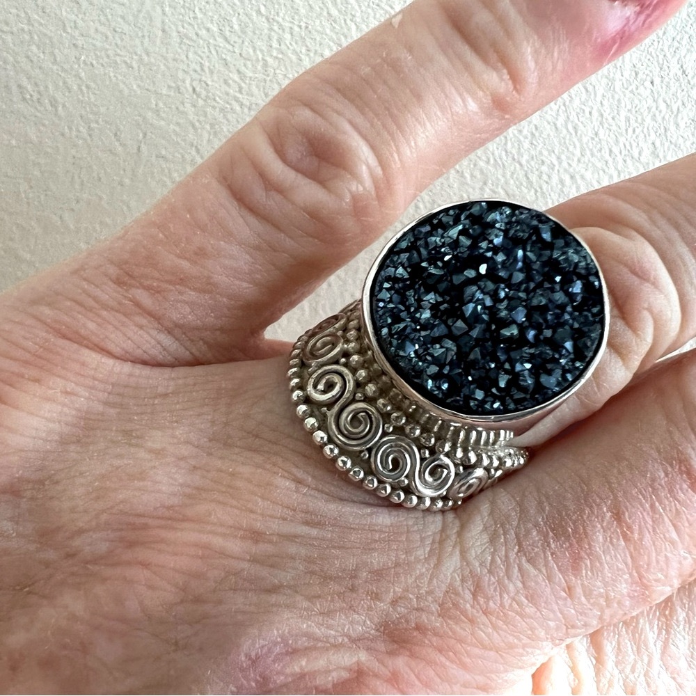 Sajen Sterling Silver Blue Druzy Ring